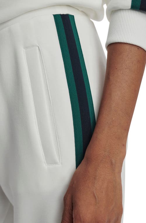 Shop Varley The Slim Stripe Doublesoft® Joggers In White/navy/forest