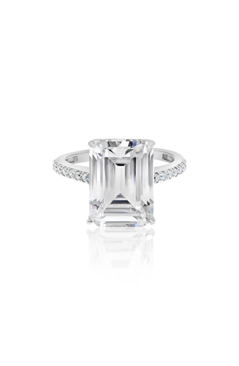 SHYMI Emerald-Cut Cubic Zirconia Cocktail Ring, Alternate, color, Silver