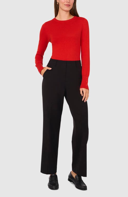 HALOGENR HALOGEN(R) BUTTON CUFF CREWNECK SWEATER