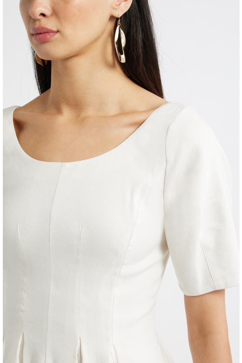 Scoop Neck Linen Blend Dress, Alternate, color, IVORY TOFU