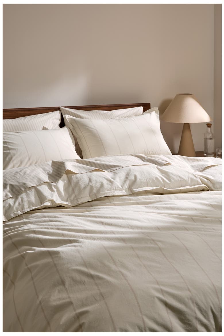 Percale Sham Set, Alternate, color, BONE STRIPE