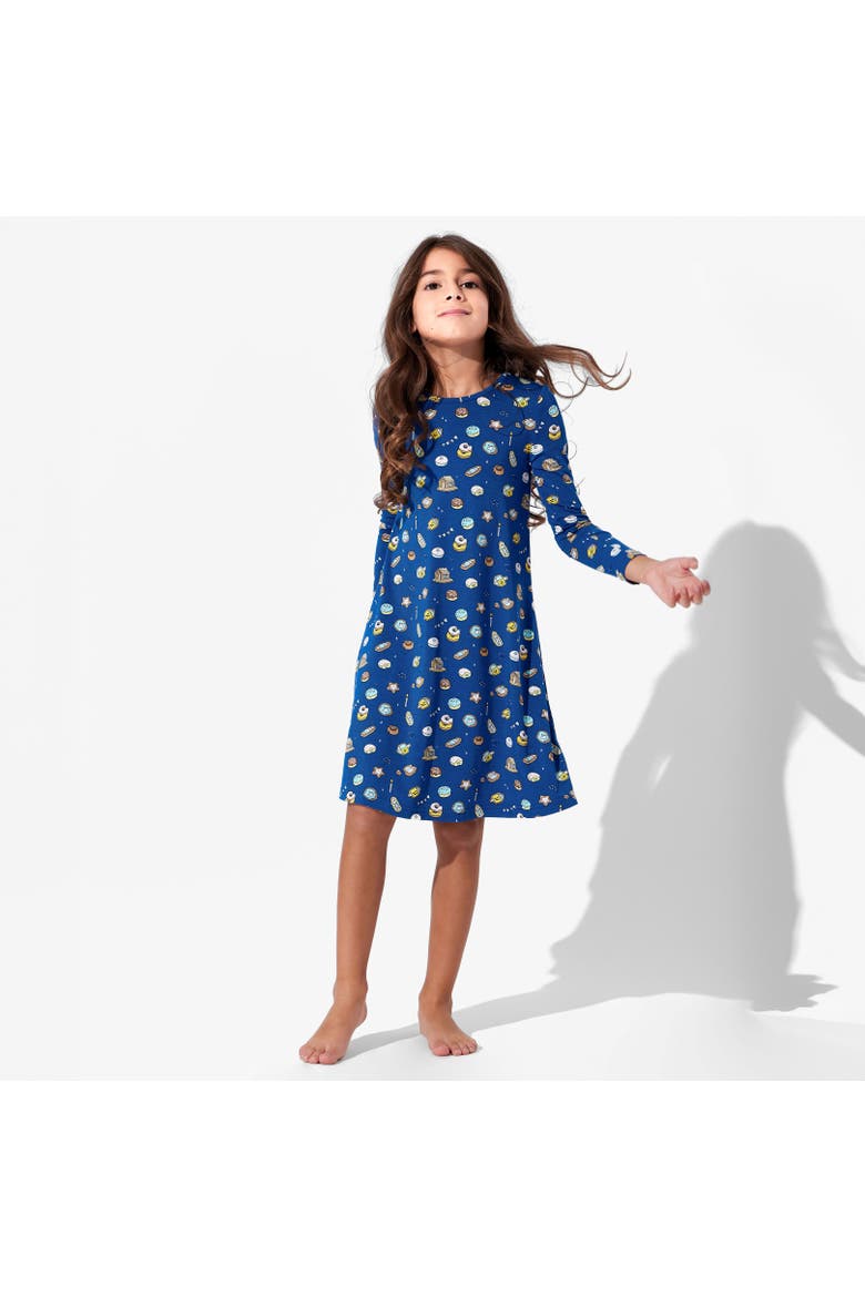 Kids' Hanukkah Cookies Long Sleeve Dress, Alternate, color, Hanukkah Cookies