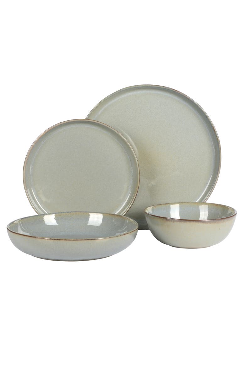 Berea Plates and Bowls Reactive Glaze Round Dishes Stoneware Ceramic Dinnerware Set -Green, Alternate, color, Green