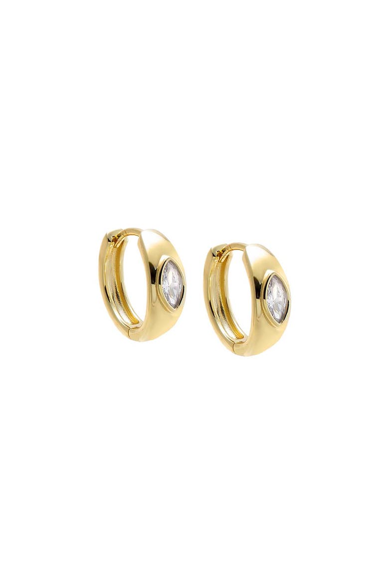 Elongated Marquise Stone Huggie Earring, Main, color, Gold