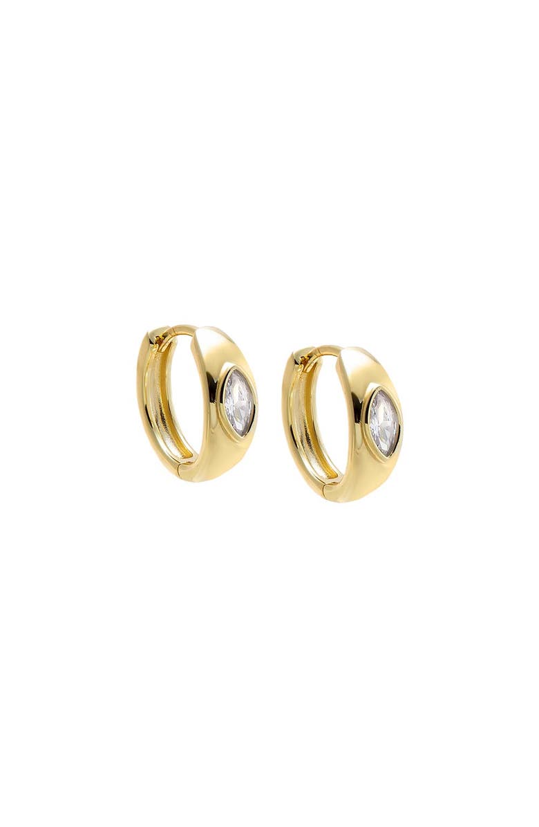 BY ADINA EDEN Elongated Marquise Stone Huggie Earring, Main, color, Gold