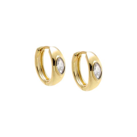 Elongated Marquise Stone Huggie Earring
