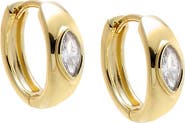 BY ADINA EDEN Elongated Marquise Stone Huggie Earring
