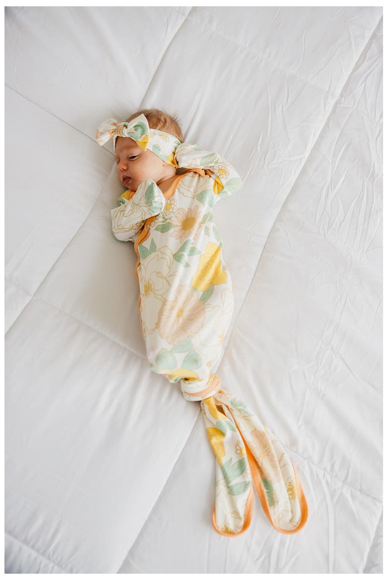 Newborn Knotted Gown, Alternate, color, Rose