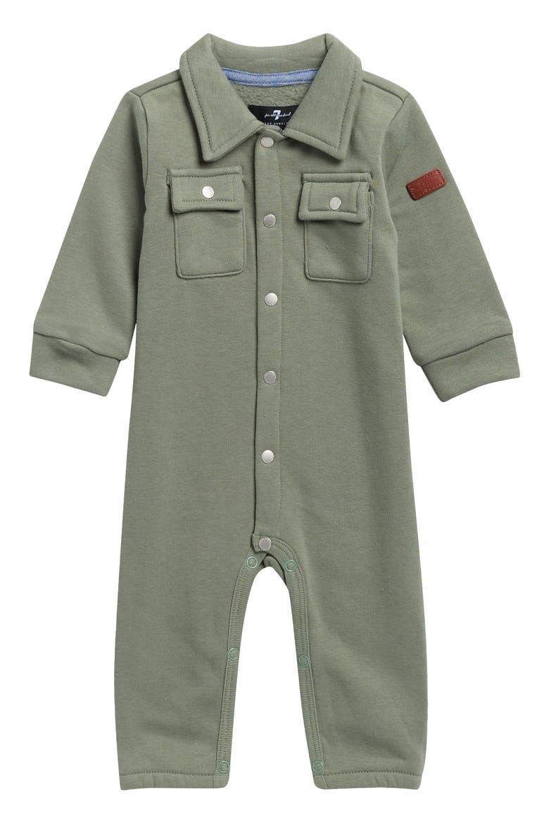 Long Sleeve Cotton Romper, Main, color, SAGE