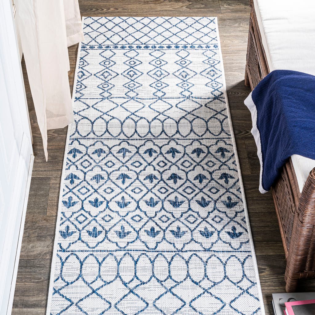 Jonathan Y Kafel Bohemian Indoor/outdoor Area Rug In Ivory/blue