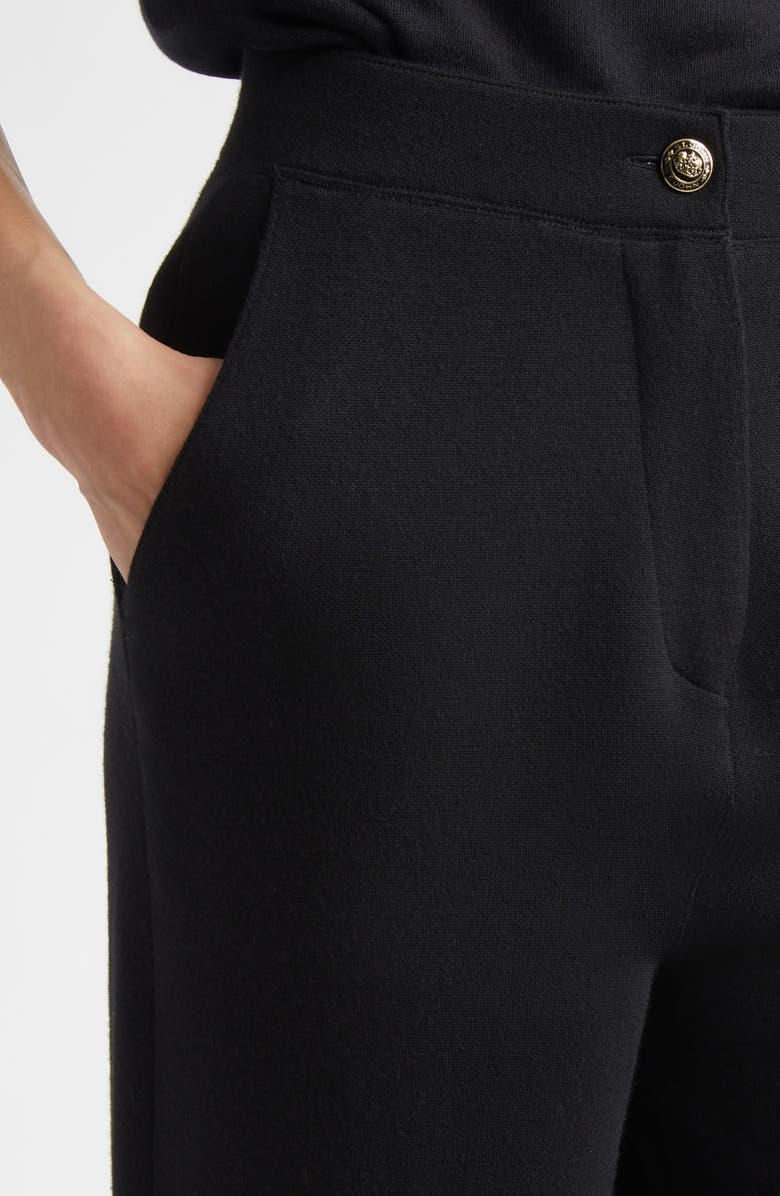 ST. JOHN Signature Double Face High Waist Wool Blend Milano Stitch Pants, Alternate, color, Black