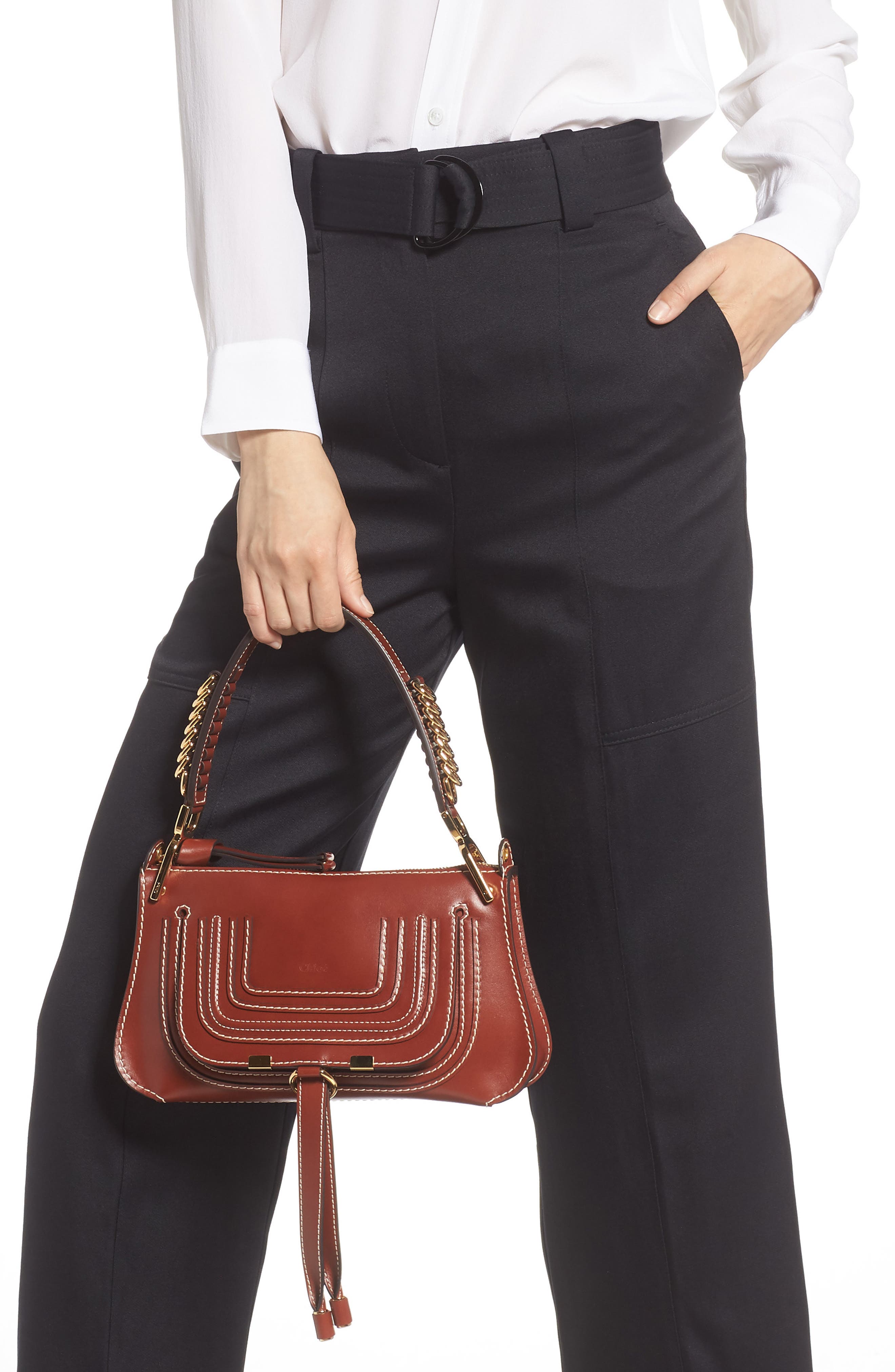 Chloé Mini Marcie Lizard Embossed Leather Satchel, Alternate, color, 