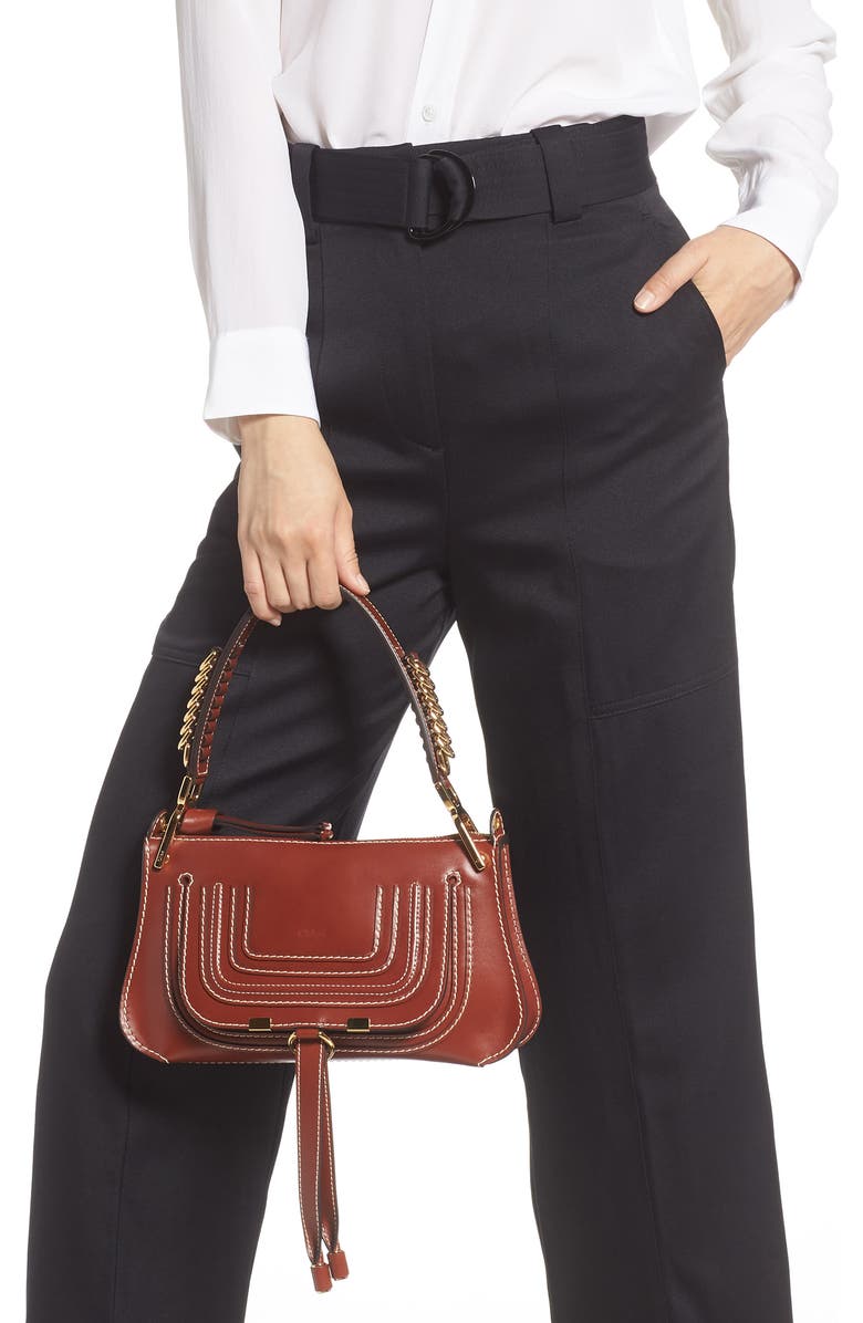 Chloé Mini Marcie Lizard Embossed Leather Satchel, Alternate, color,