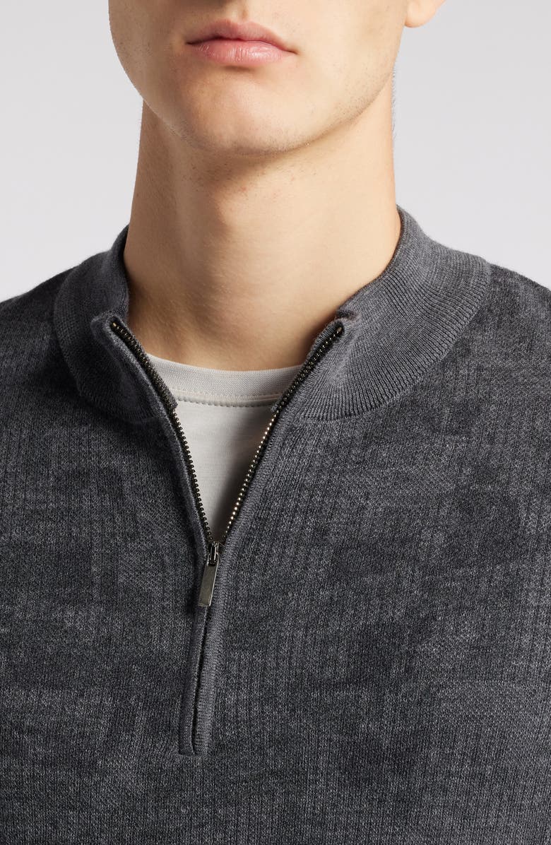 Robert Barakett Dalup Half Zip Mock Neck Wool Sweater, Alternate, color, Charcoal