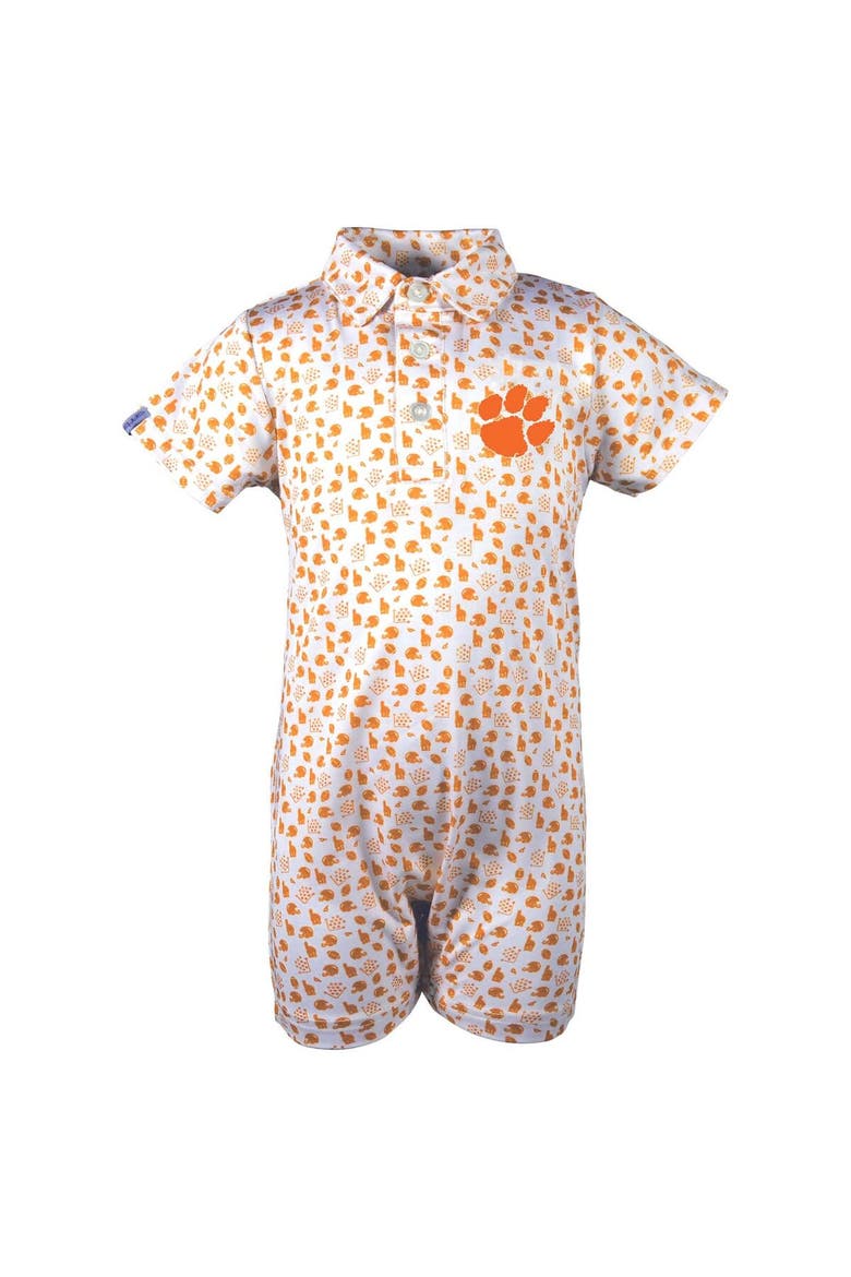 Infant Garb White Clemson Tigers Earnest Polo Romper, Alternate, color, White