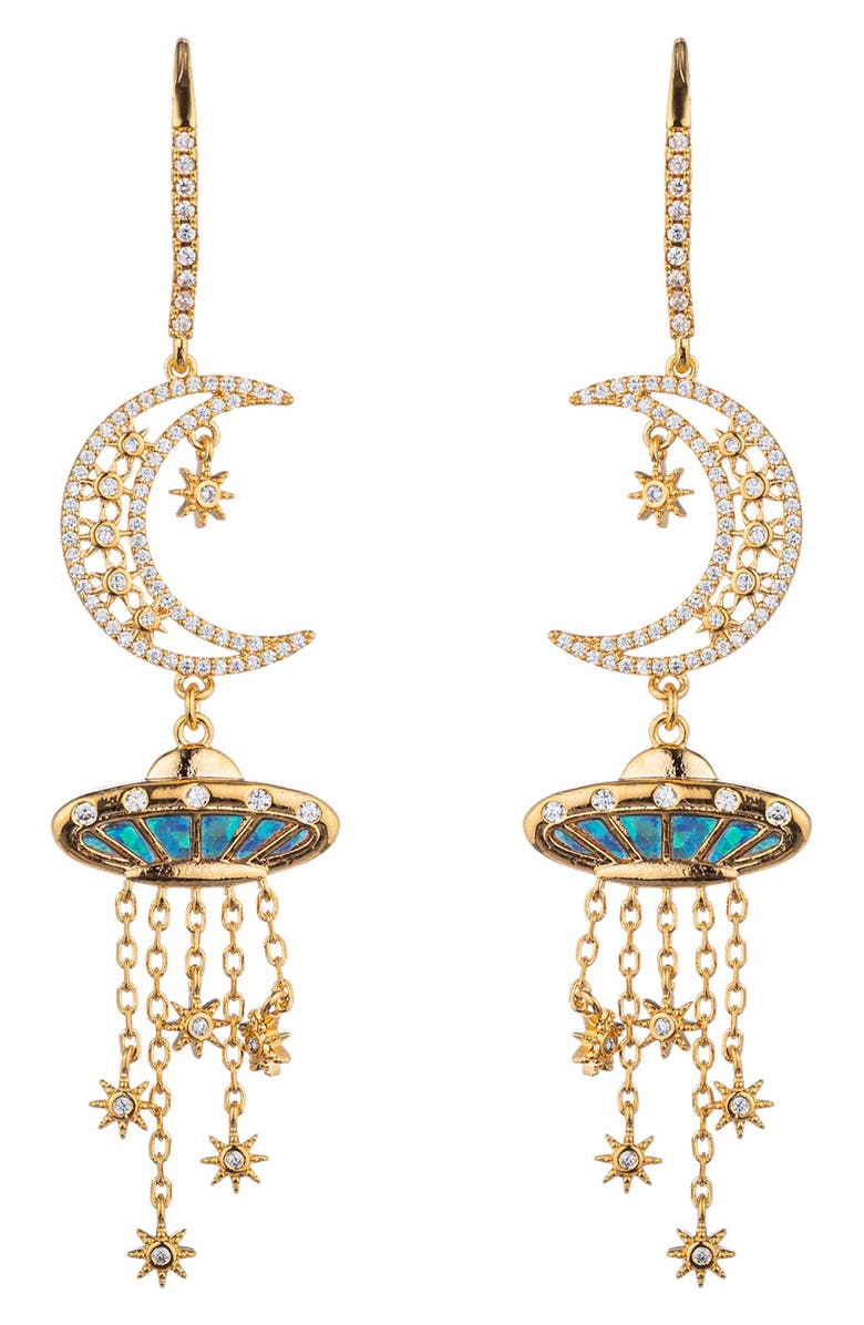 EYE CANDY LOS ANGELES Celestial Moon Drop Earrings, Main, color, Gold