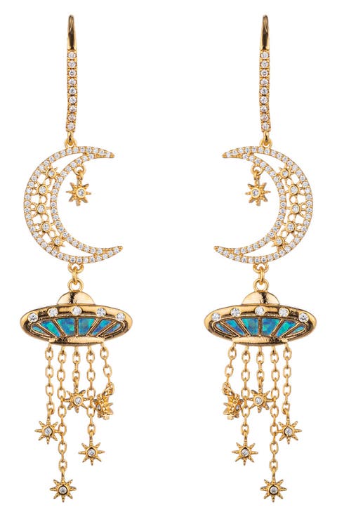 Celestial Moon Drop Earrings