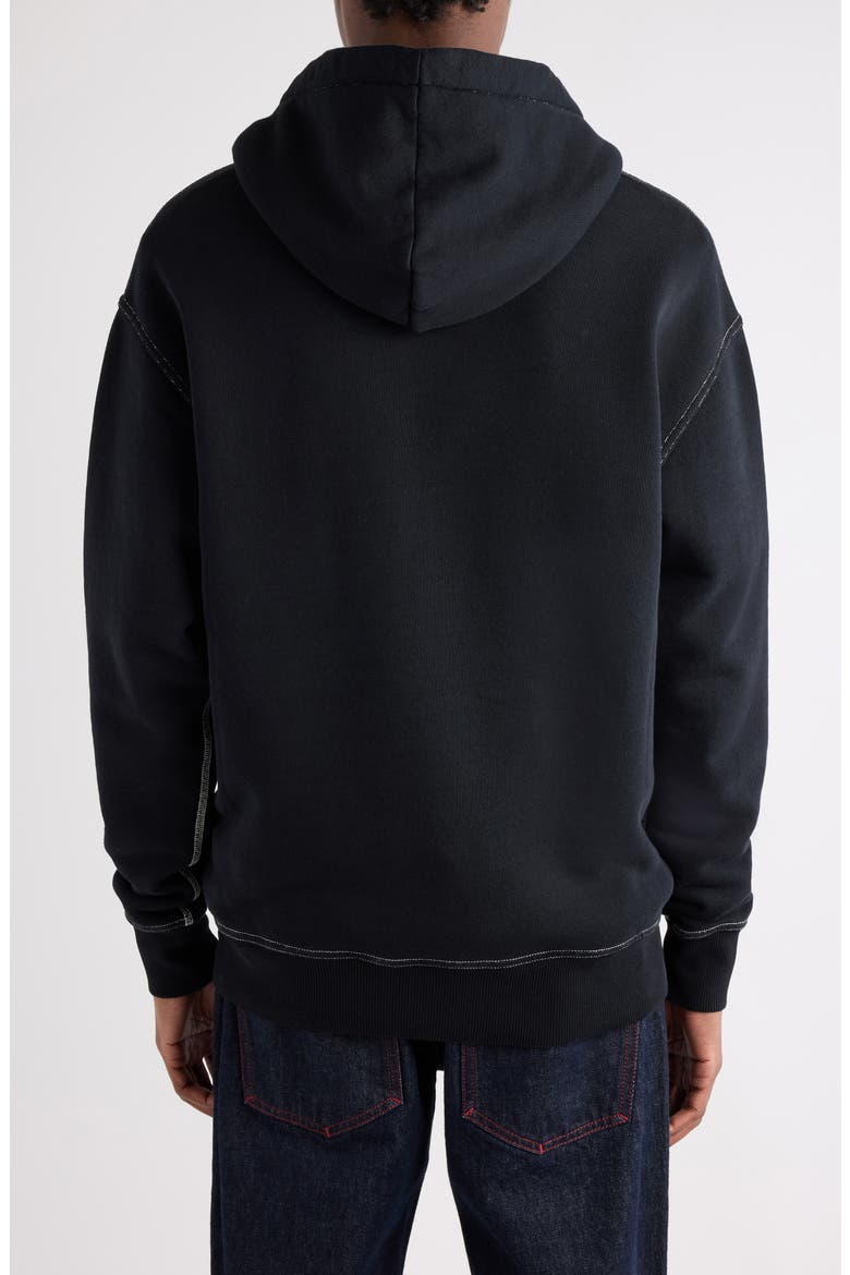 Matte Oversize Logo Embroidered Hoodie, Alternate, color, BLACK