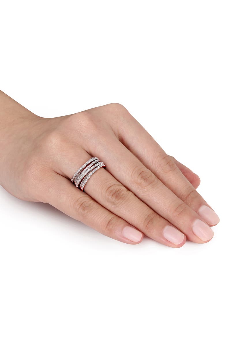 Julianna B. 1/2 CTW Diamond Crossover Ring, Alternate, color, Sterling Silver