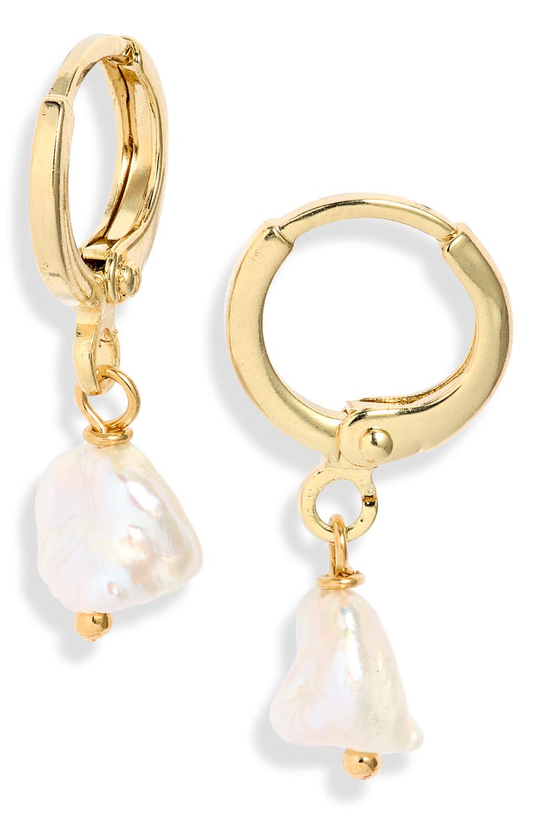 Alexandria 18k Gold Filled Keshi Pearl Drop Earrings, Main, color, GOLD