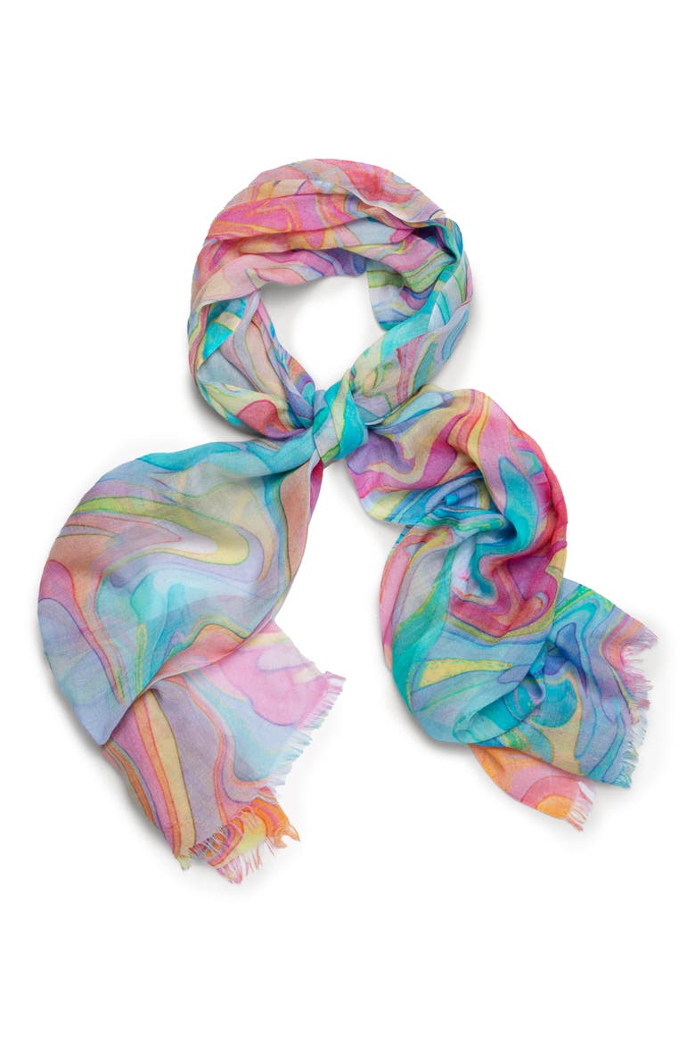 Abstract Swirl Scarf, Alternate, color, PINK MULTI