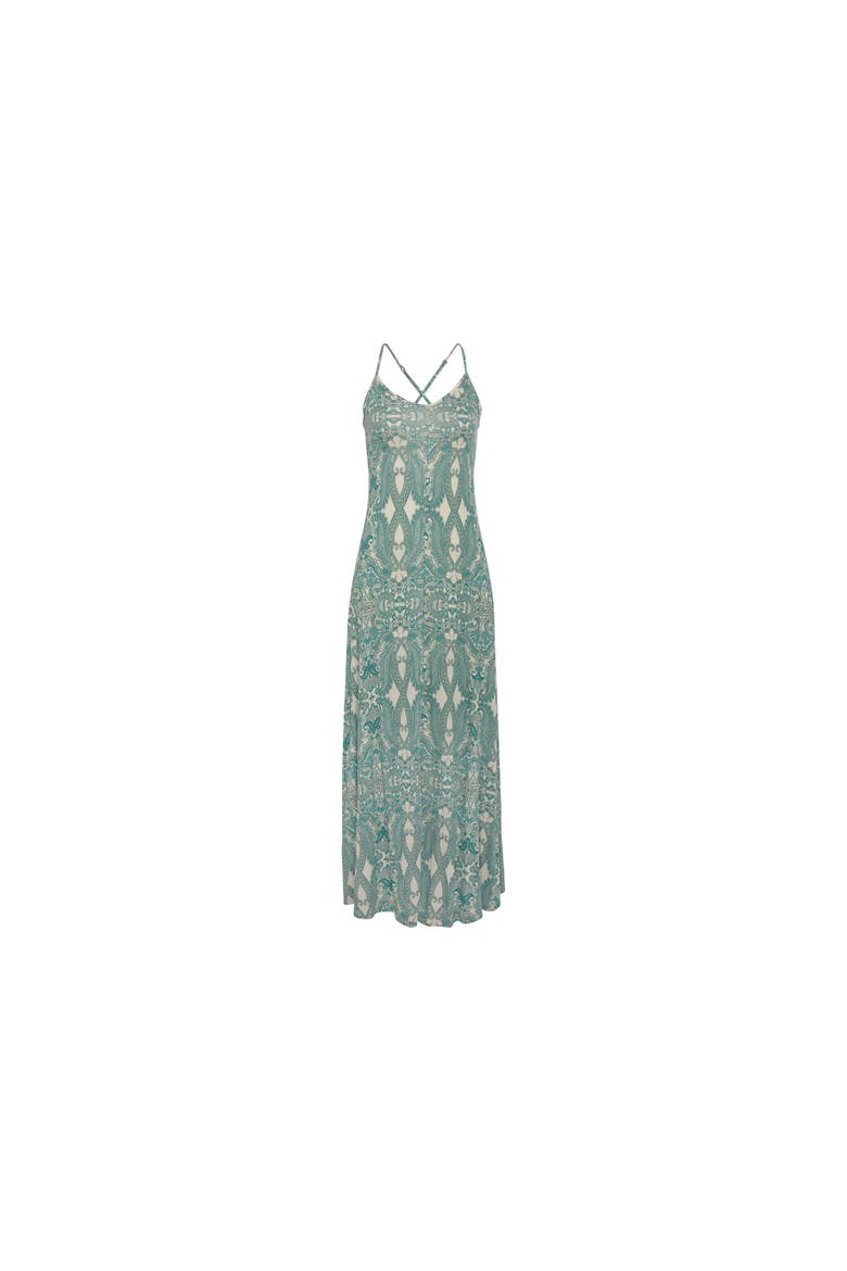 Crossed Strap Maxi Dress, Alternate, color, Green Patterned