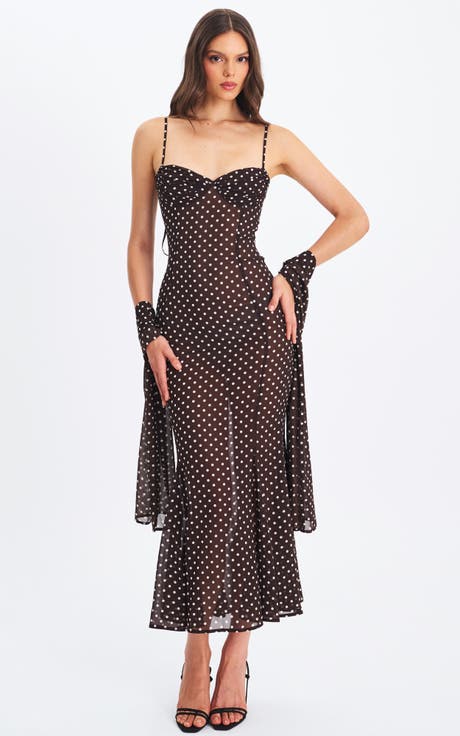 Yadira Polka Dot Chiffon Maxi Dress