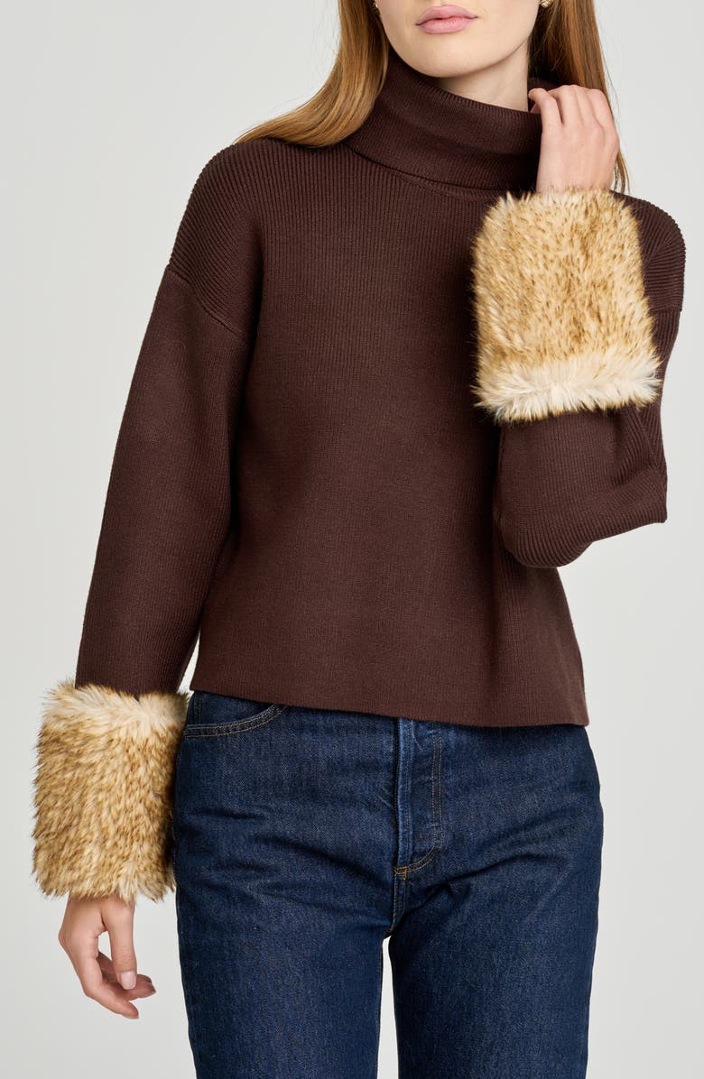 WAYF Rebecca Turtleneck Sweater, Main, color, Chocolate