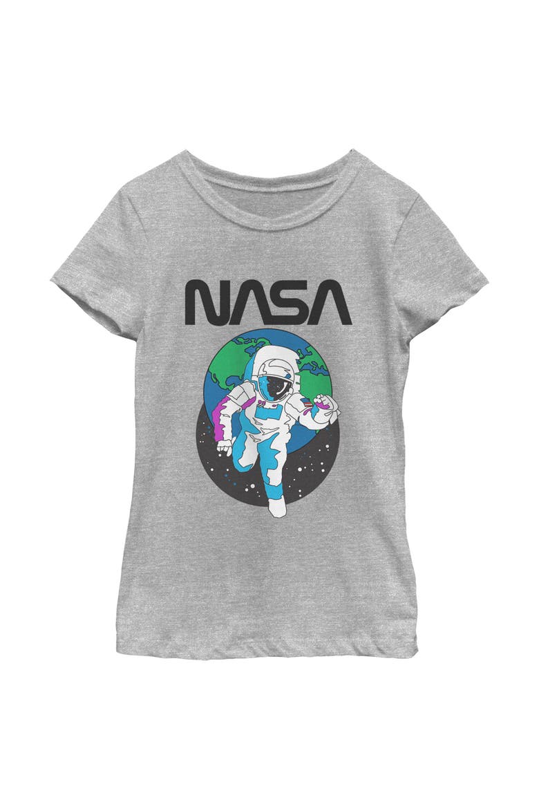 Girl's NASA Spaceman Earth  Graphic T-Shirt, Main, color, Athletic Heather
