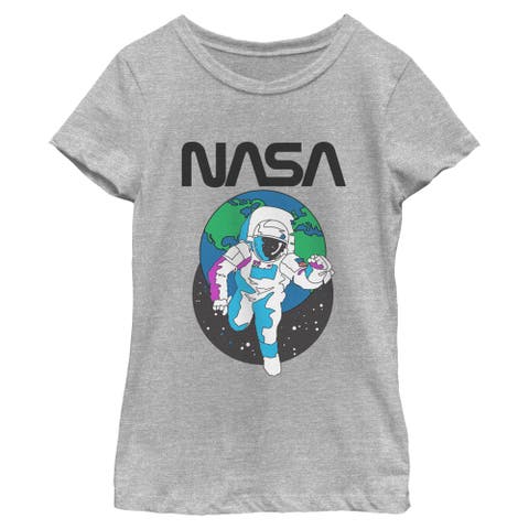 Girl's NASA Spaceman Earth  Graphic T-Shirt