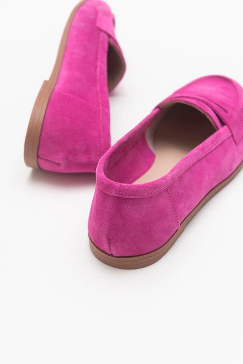 Forever & Always Shoes Dorothy Leather Loafer In Fuchsia Suede Leather