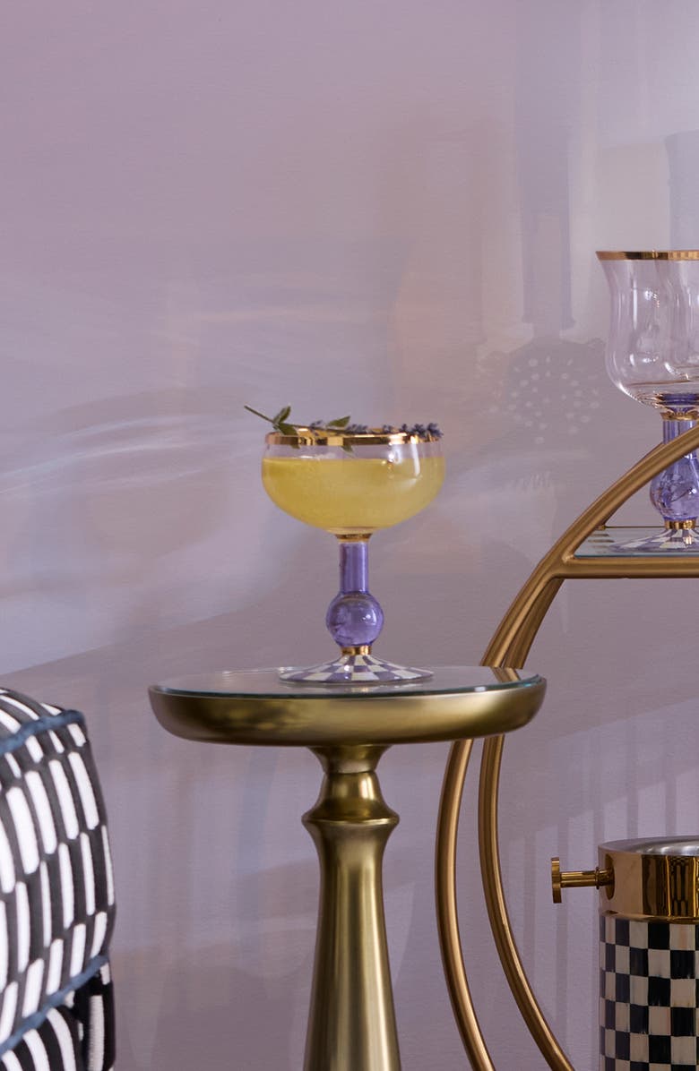 MACKENZIE CHILDS Violet Check Coupe Glass, Alternate, color, Violet