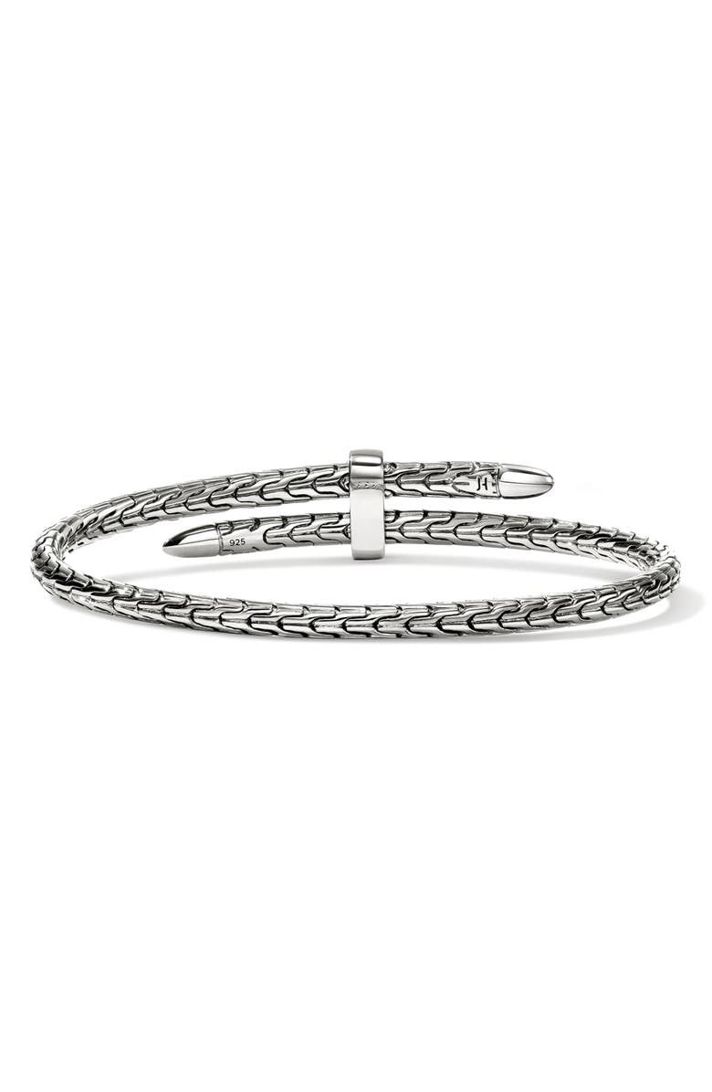 John Hardy Spear Flex Cuff, Sterling Silver, Pavé, Alternate, color, Silver