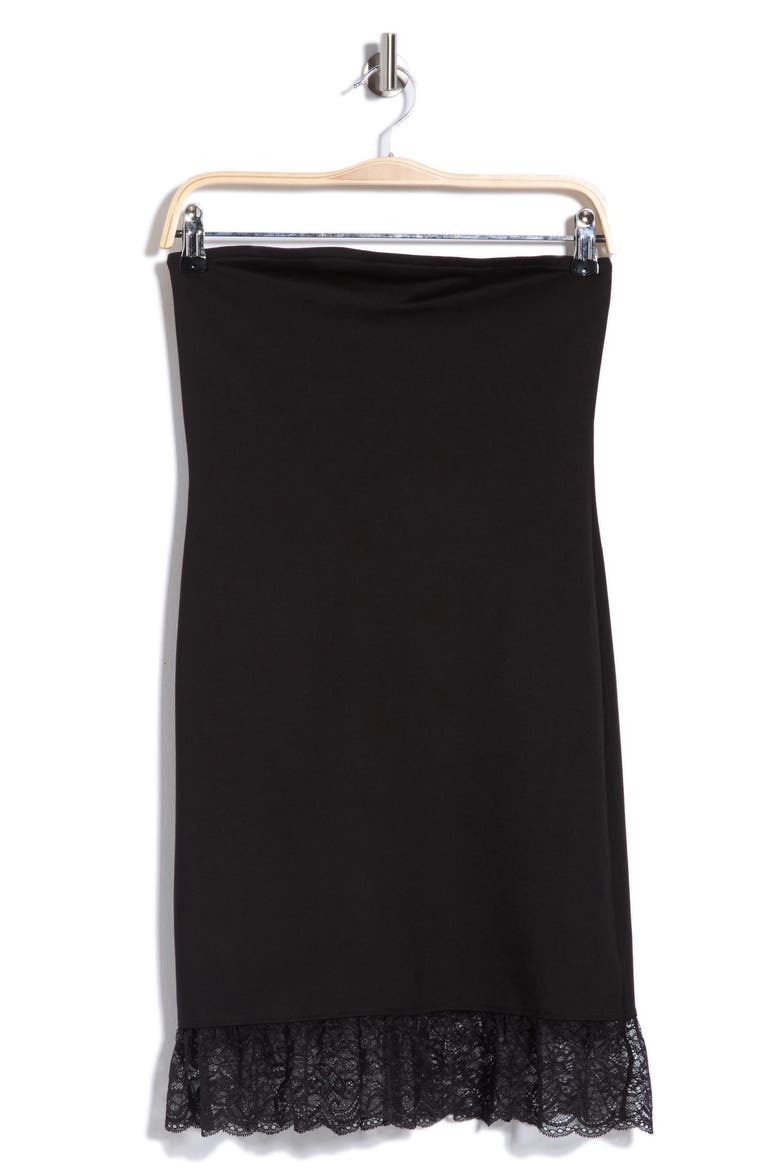 Lace Trim Tube Dress with Scarf, Alternate, color, BLACK