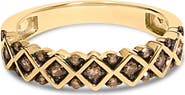 Haus of Brilliance 10K Yellow Gold Plated Silver 1/4 Cttw Champagne Diamond Geometric Band Ring