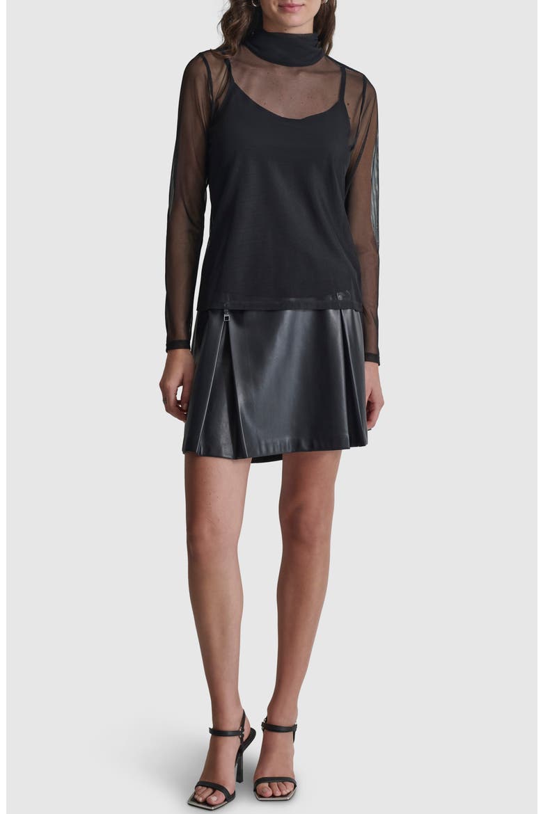 Turtleneck Mesh Top, Alternate, color, BLACK