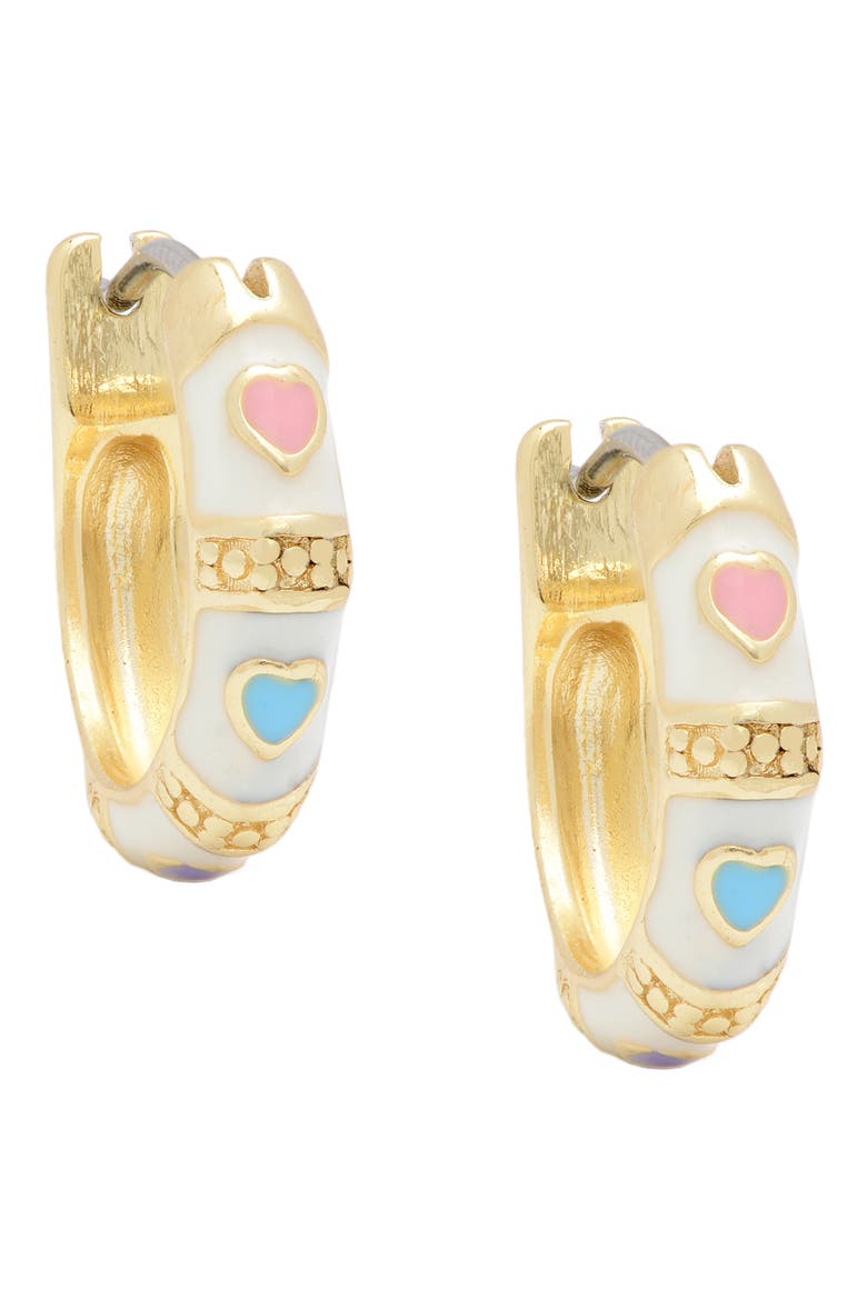 Kids' Heart Hoop Earrings, Main, color, WHITE