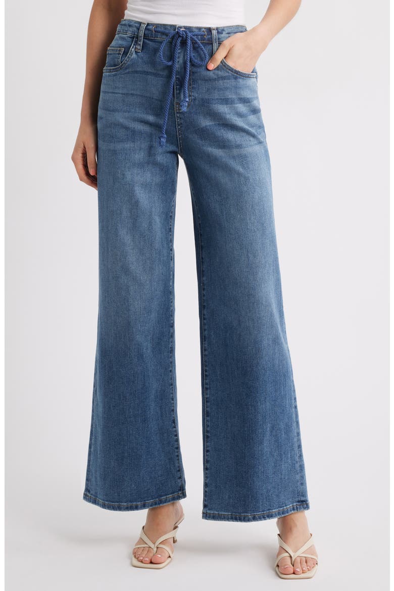 Mighty Drawstring High Waist Wide Leg Jeans, Main, color, RELAXED BLUE