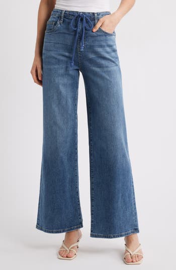 Hint Of Blu Mighty Drawstring High Waist Wide Leg Jeans