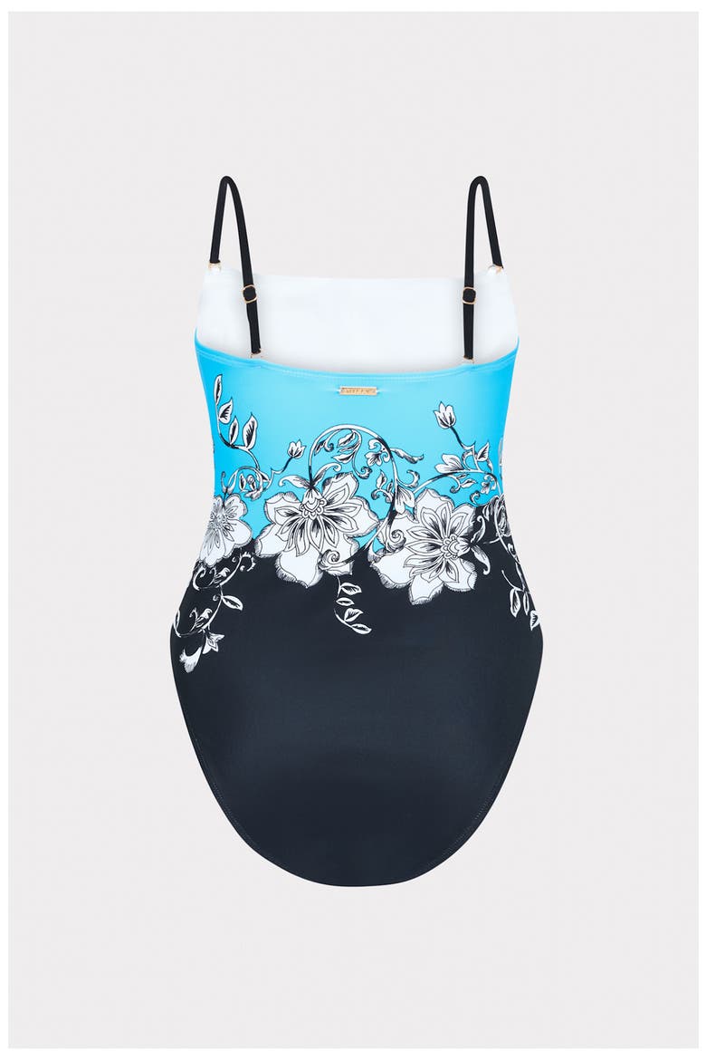 Floral Strapless One-Piece Swimsuit, Alternate, color, BLUE BLACK