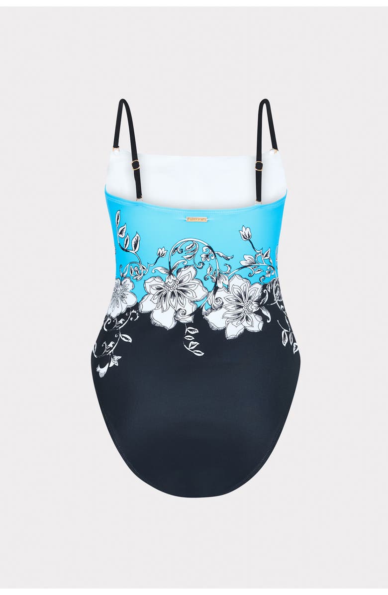 Milly Floral Strapless One-Piece Swimsuit, Alternate, color, Blue Black
