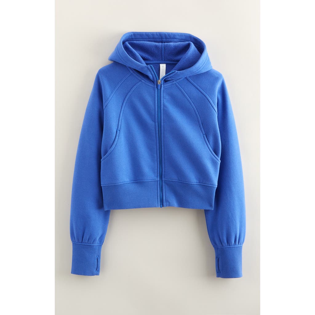 Zella Girl Kids' Cloud Fleece Full Zip Hoodie In Blue