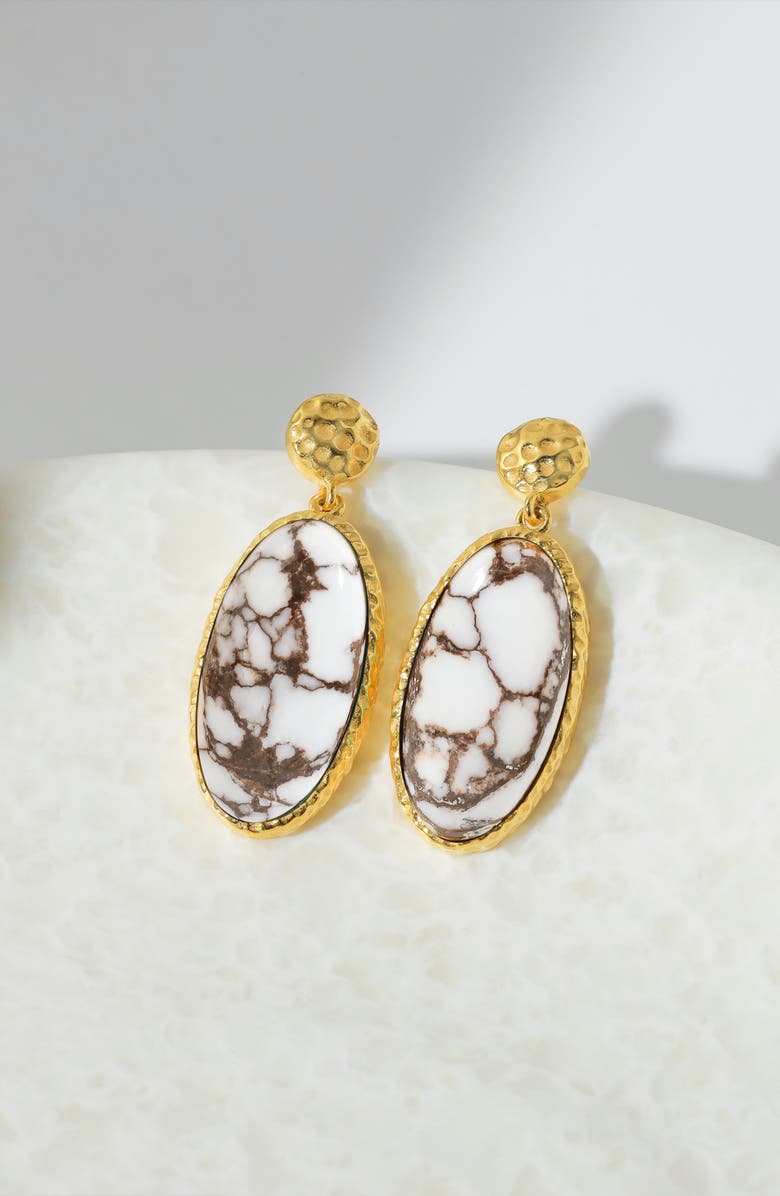 YS GEMS Wild Horse Turquoise Drop Earrings, Alternate, color, White