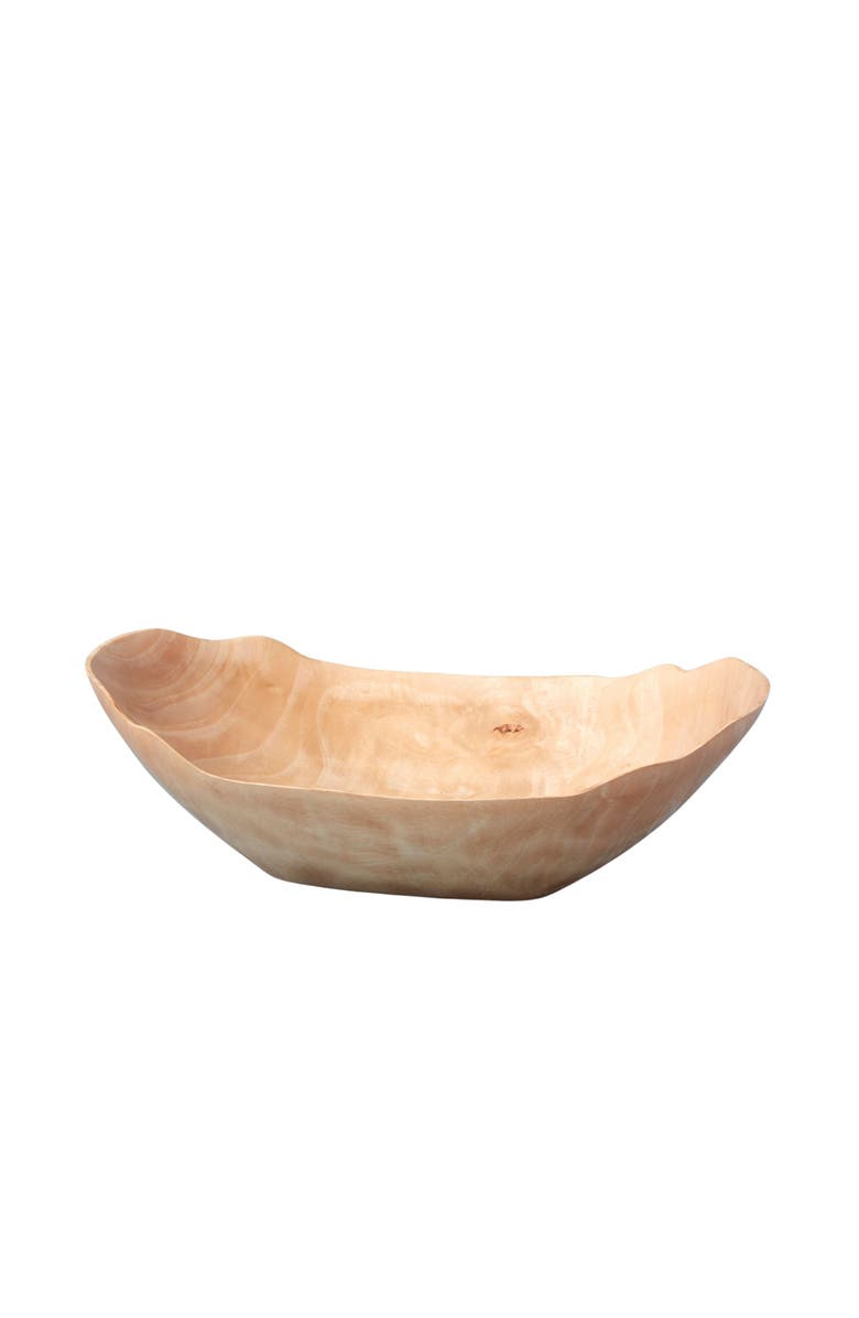 Be Home Kiln Mango Wood Petal Bowl, Main, color, Beige