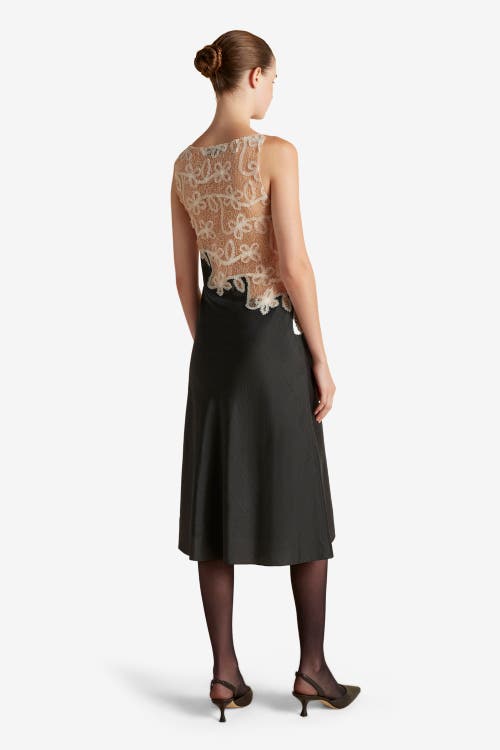 Marina Moscone Pinstripe Dress With Lace Encrustation In Black