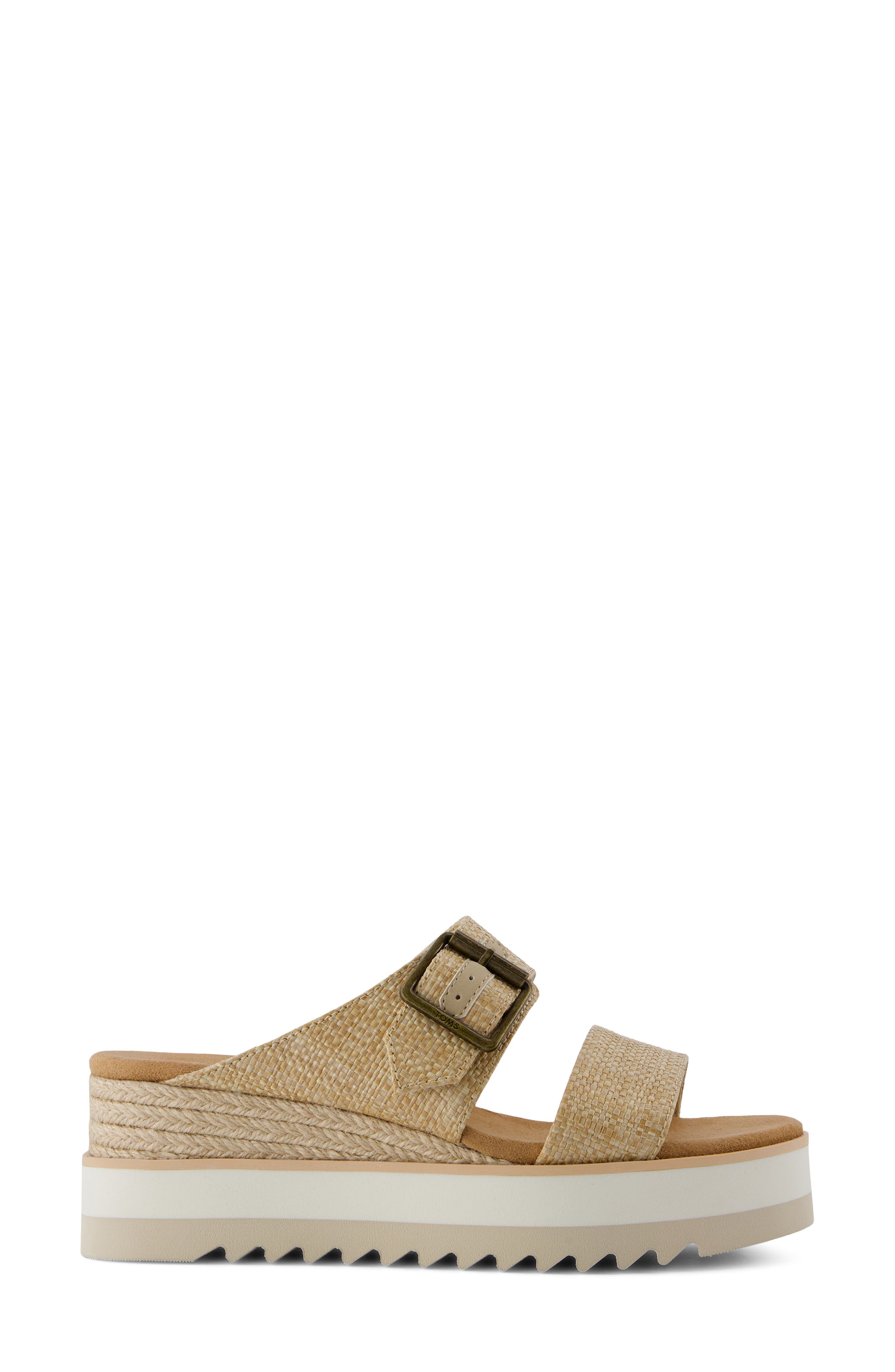 Diana Platform Slide Sandal, Alternate, color, ALMOND RAFFIA