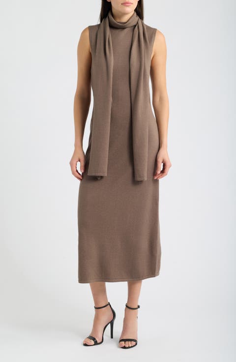 Scarf Neck Sweater Dress