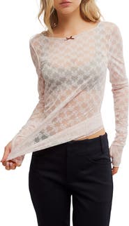 Free People From Me to You Long Sleeve Sheer Lace T-Shirt