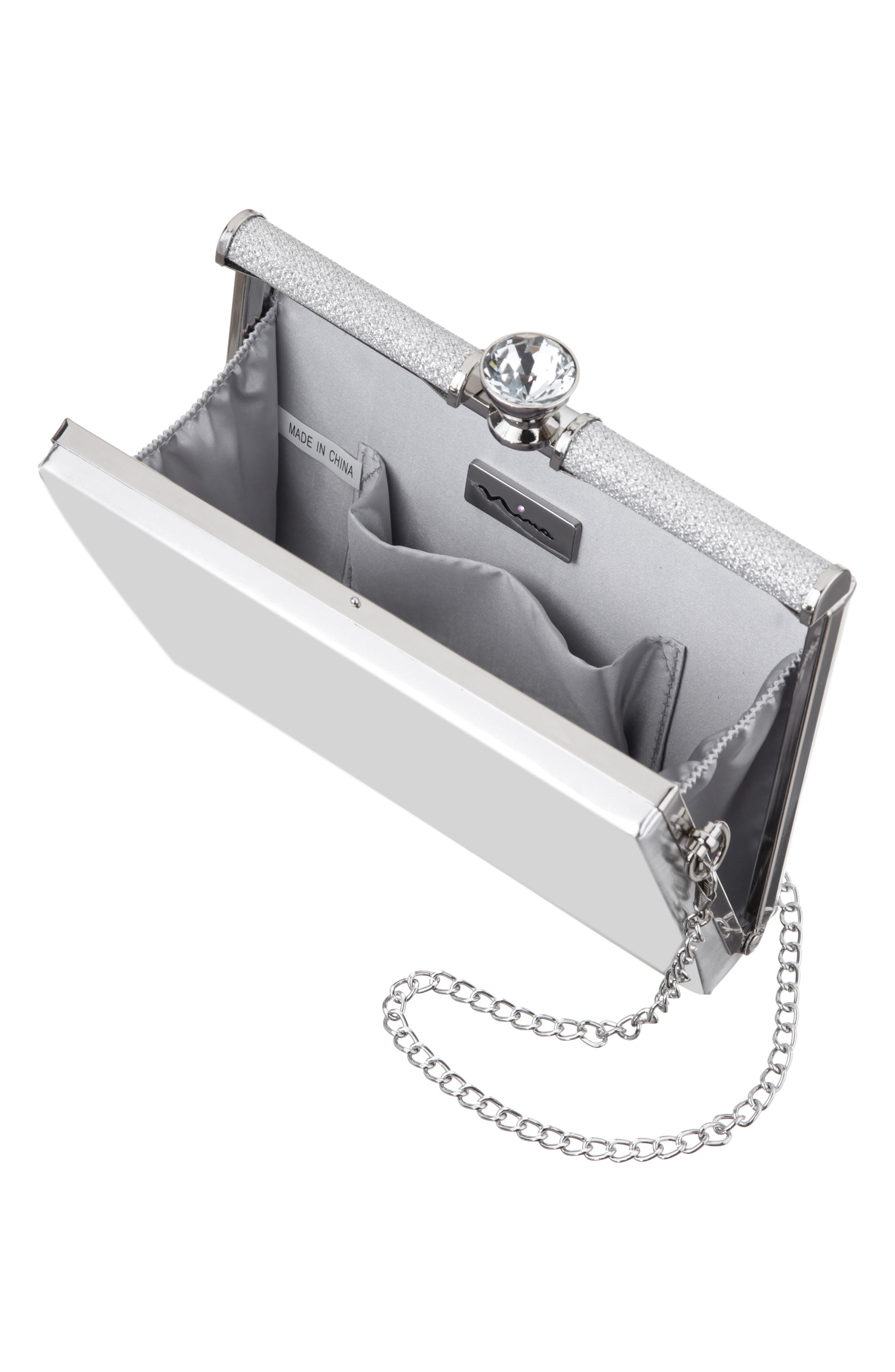 Darby Crystal Clutch, Alternate, color, SILVER