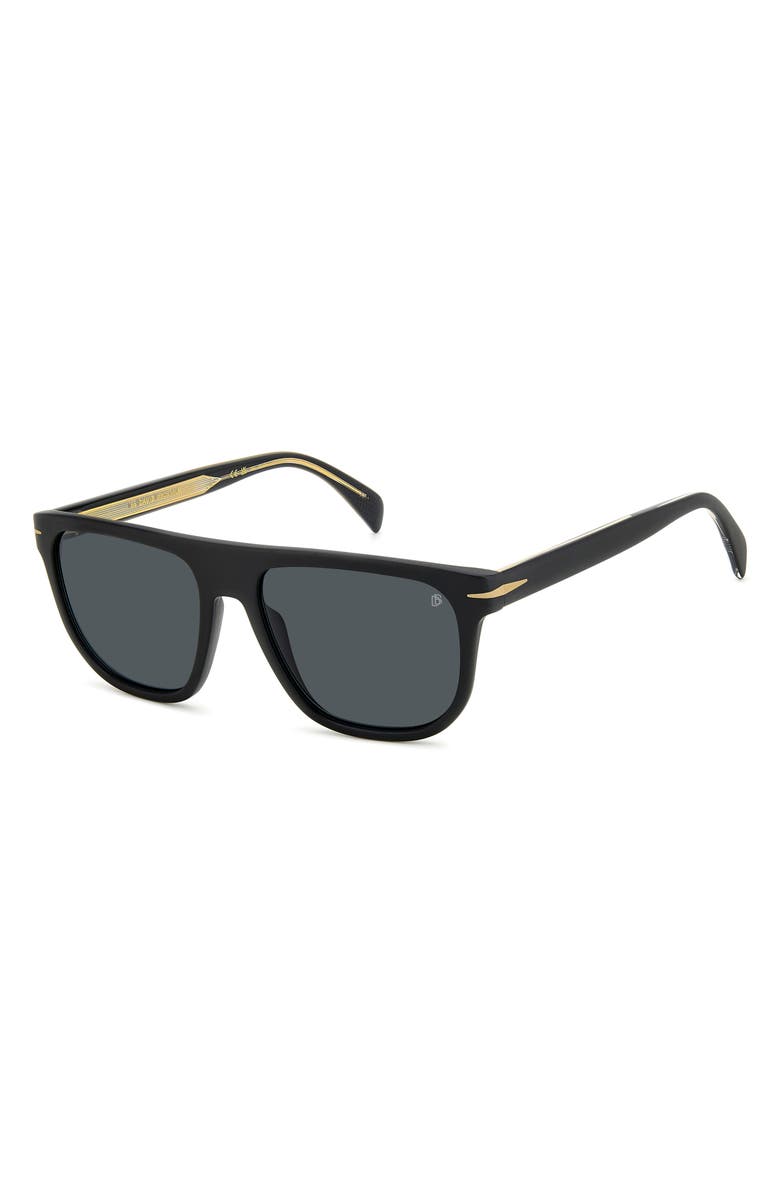 David Beckham Eyewear 56mm Square Sunglasses, Alternate, color, Matte Black Gold